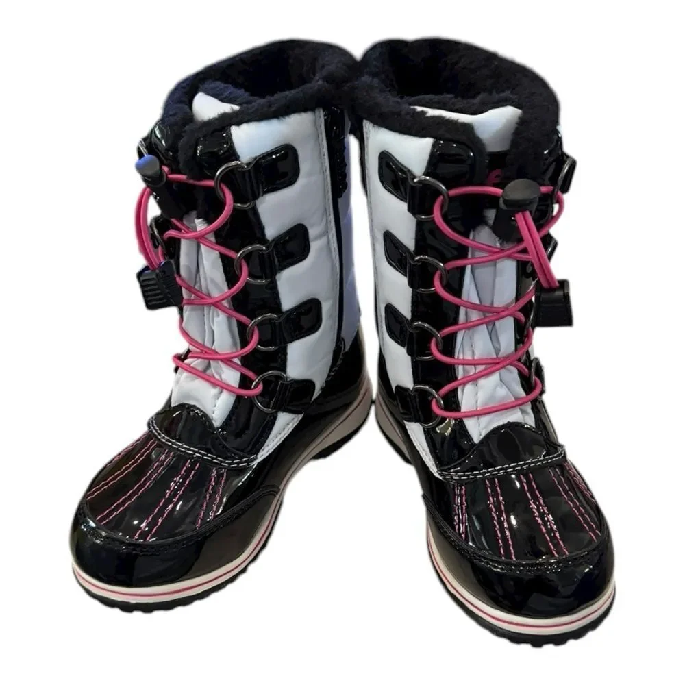 Totes Kids “Kylie” Black White Pink Winter Boots 11